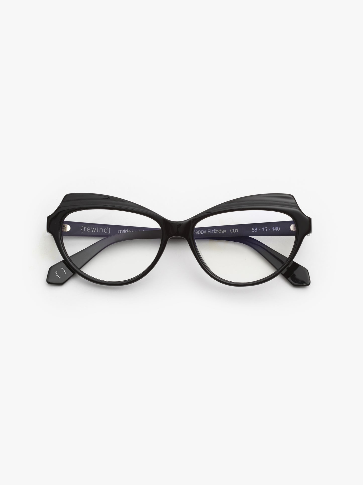 Happy Birthday women's eyeglasses by Rewind Eyewear, black acetate frame
