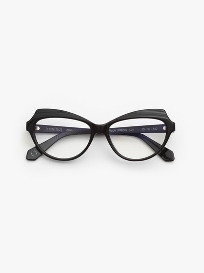 Happy Birthday women's eyeglasses by Rewind Eyewear, black acetate frame
