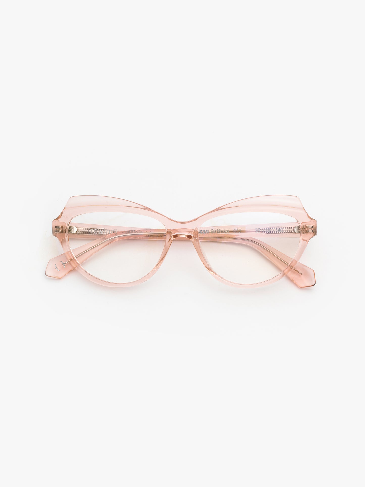 Happy Birthday women's eyeglasses by Rewind Eyewear, light pink transparent acetate frame

