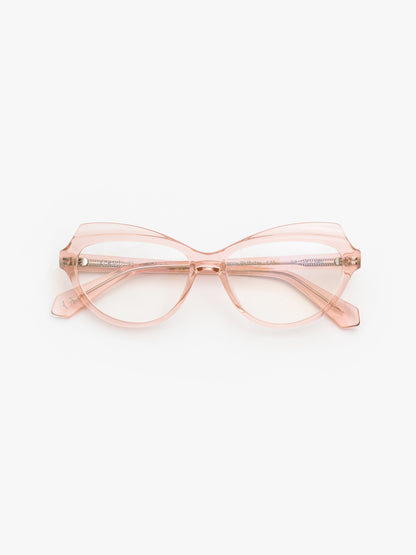 Happy Birthday women's eyeglasses by Rewind Eyewear, light pink transparent acetate frame

