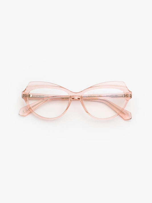 Happy Birthday women's eyeglasses by Rewind Eyewear, light pink transparent acetate frame
