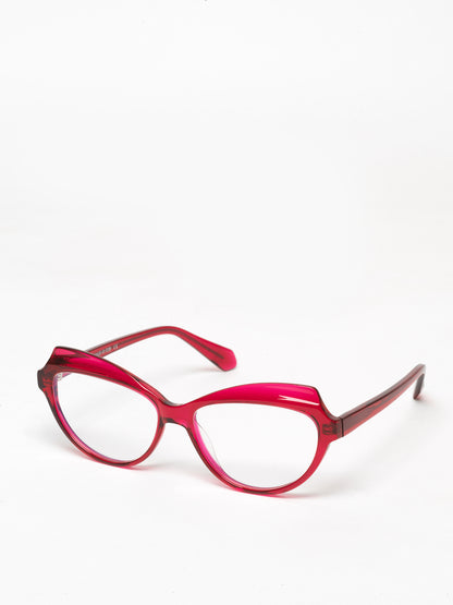 Happy Birthday women's eyeglasses by Rewind Eyewear, cherry red transparent acetate frame

