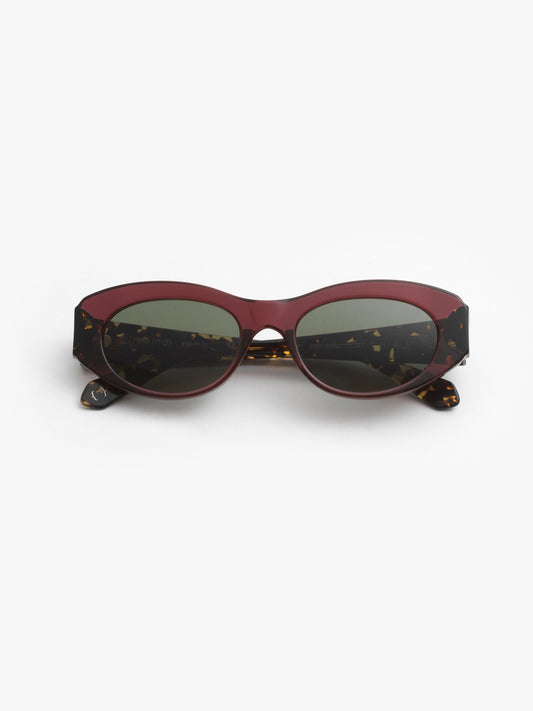 Interstellar unisex sunglasses by Rewind Eyewear, red marsala transparent acetate frame