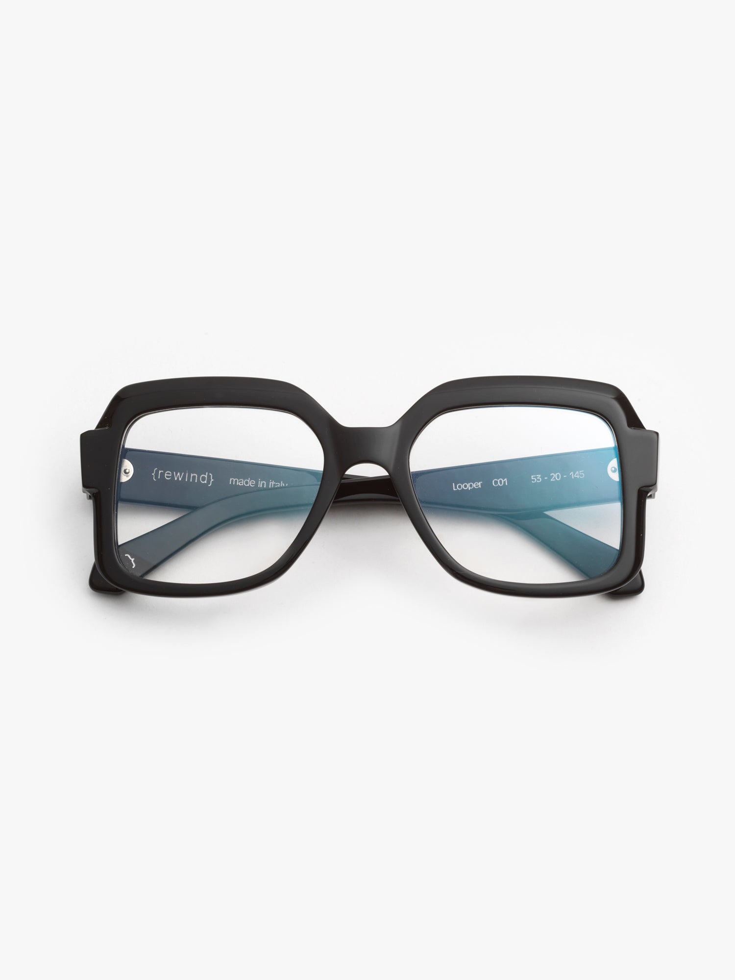 Looper unisex eyeglasses by Rewind Eyewear, black acetate frame