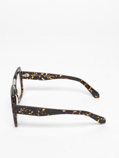 Looper unisex eyeglasses by Rewind Eyewear, dark spotted tortoise acetate frame