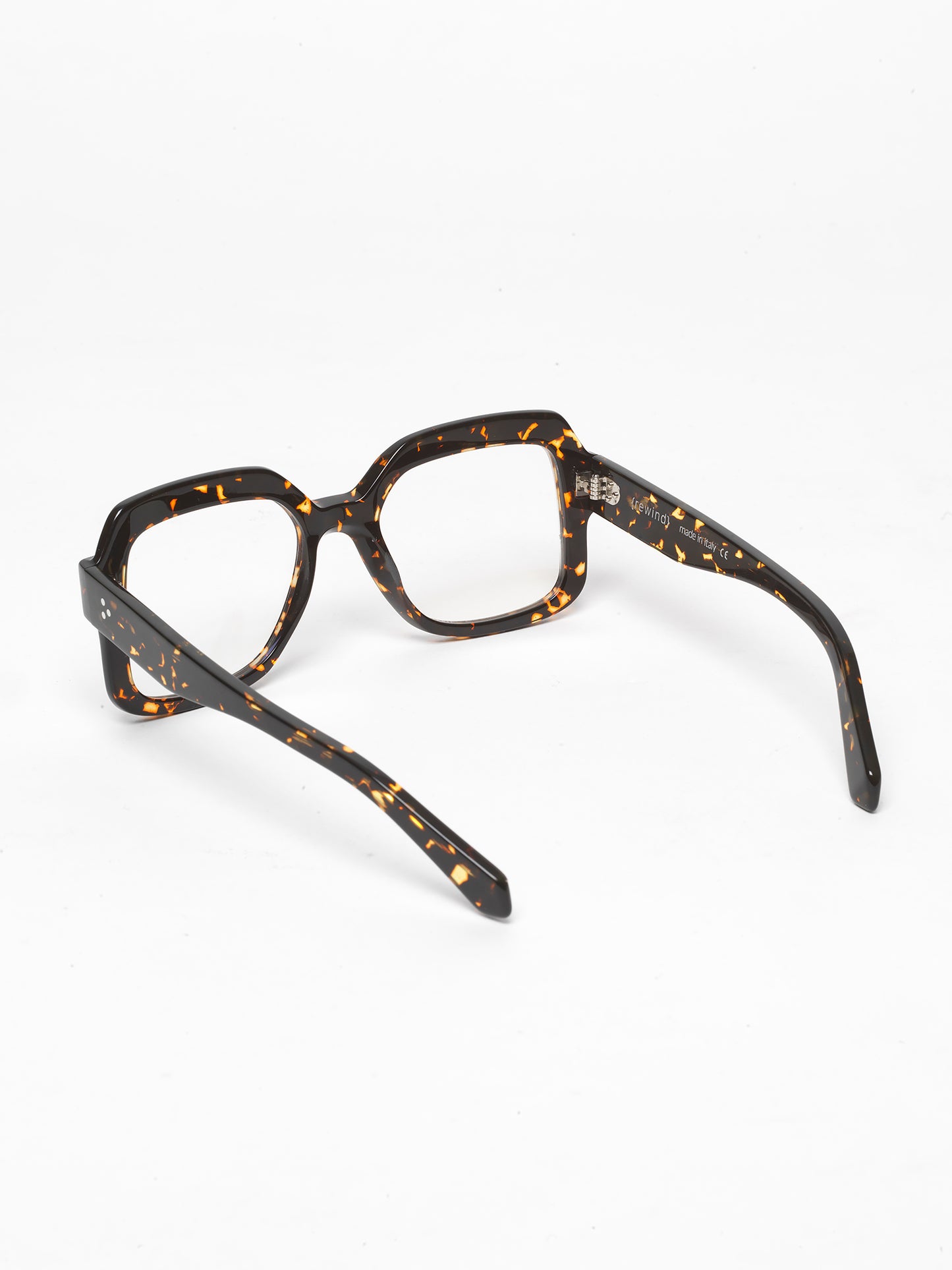 Looper unisex eyeglasses by Rewind Eyewear, dark spotted tortoise acetate frame