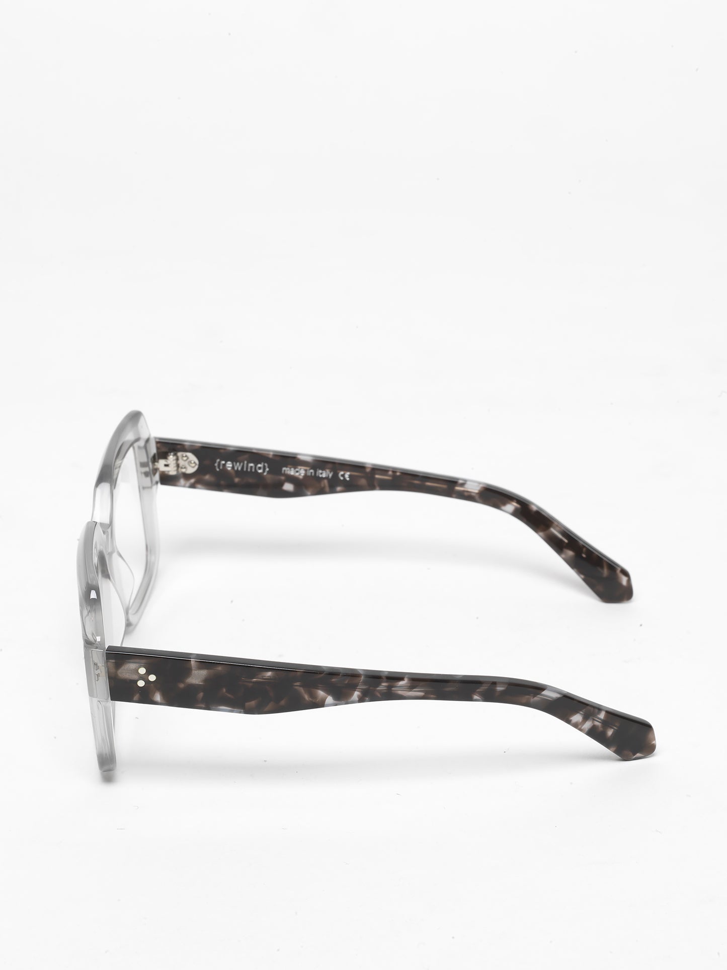 Looper unisex eyeglasses by Rewind Eyewear, opal ice acetate frame