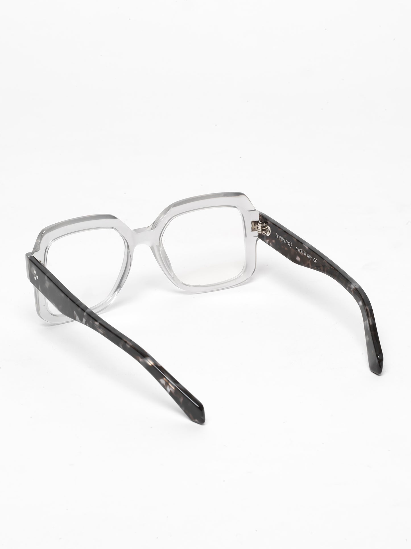 Looper unisex eyeglasses by Rewind Eyewear, opal ice acetate frame