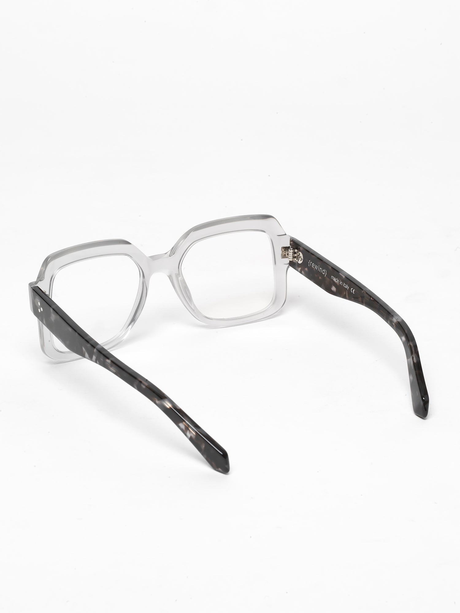 Looper unisex eyeglasses by Rewind Eyewear, opal ice acetate frame