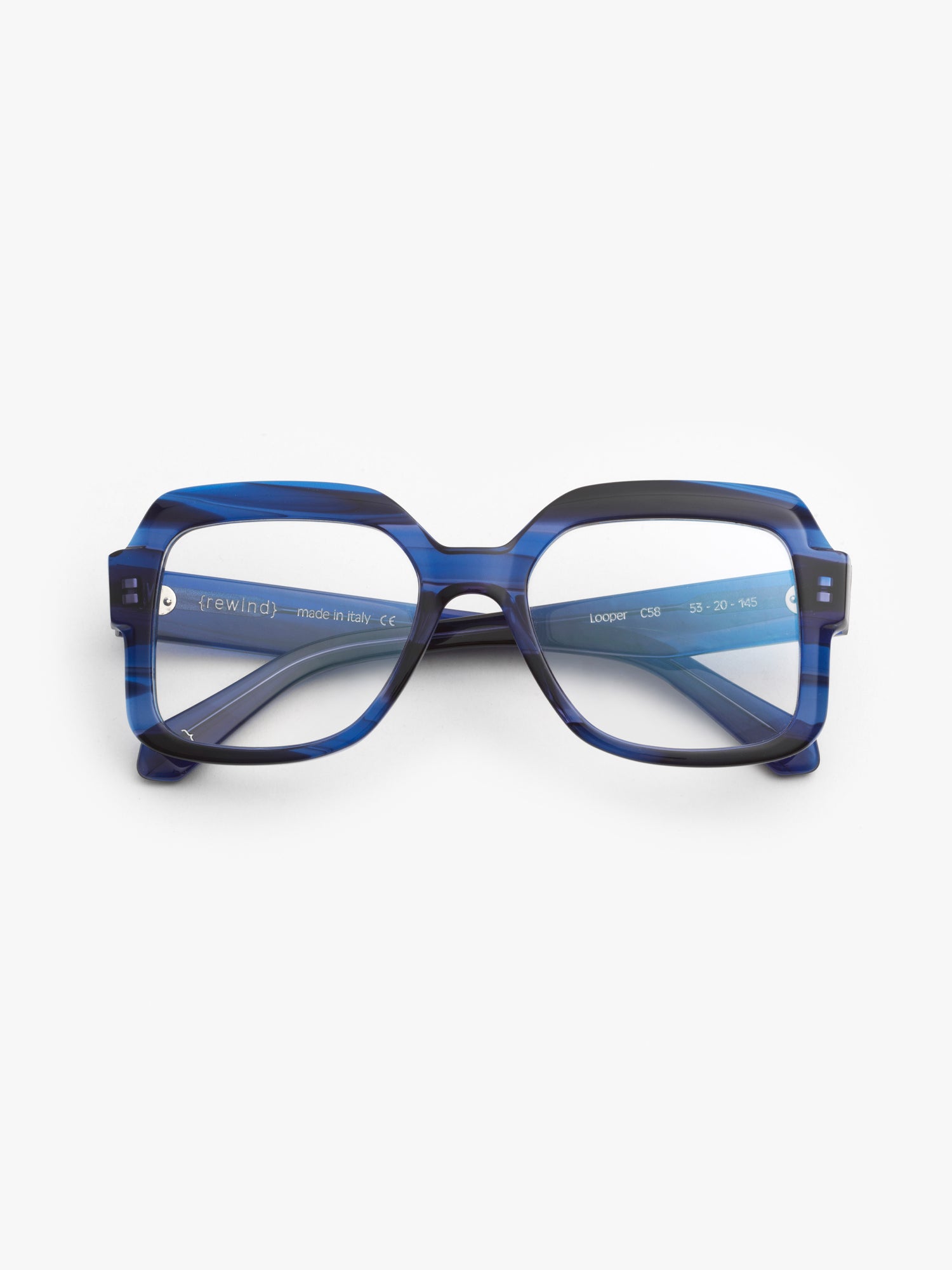 Looper unisex eyeglasses by Rewind Eyewear, blue tortoise acetate frame