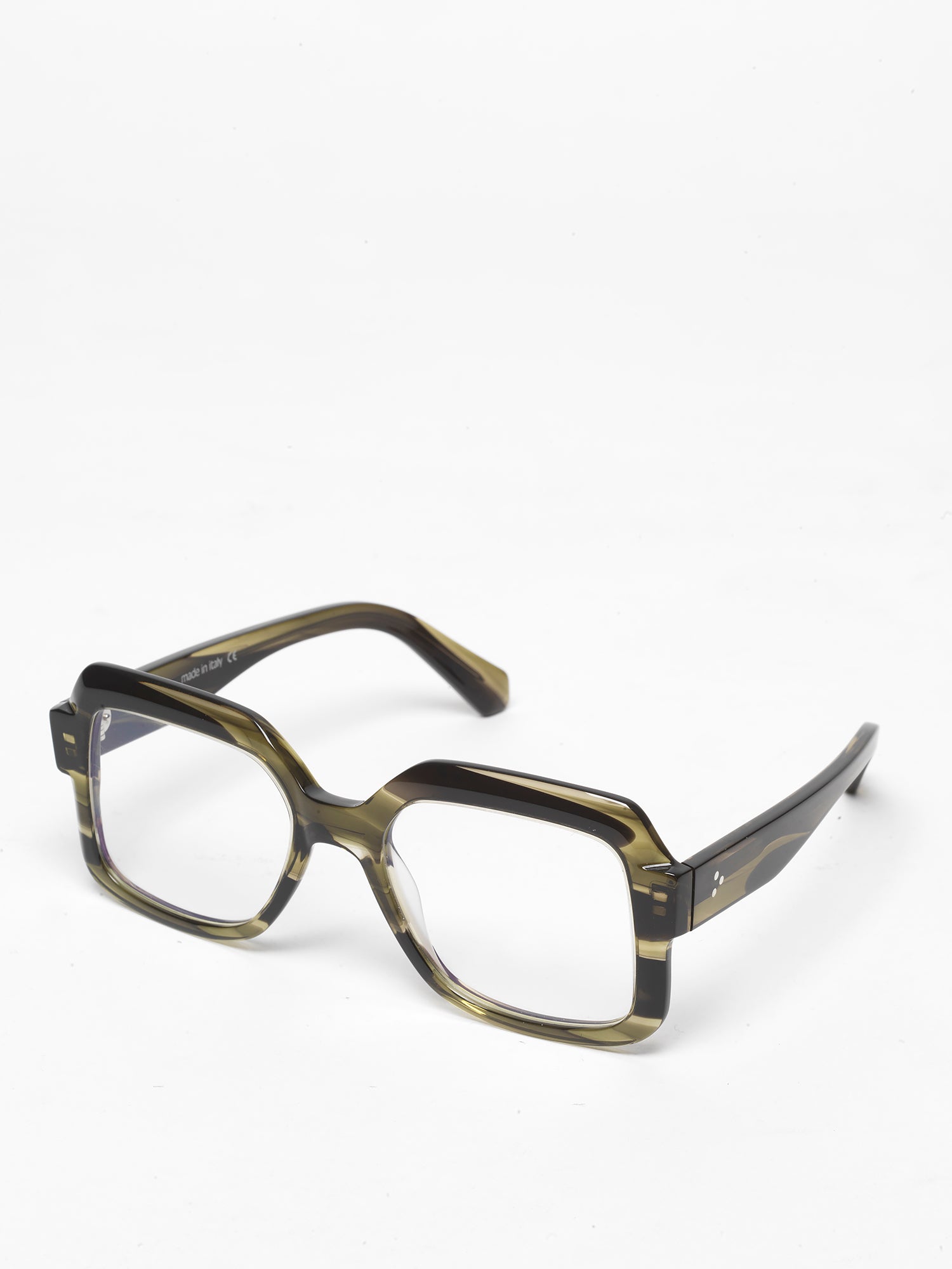 Looper unisex eyeglasses by Rewind Eyewear, green tortoise acetate frame