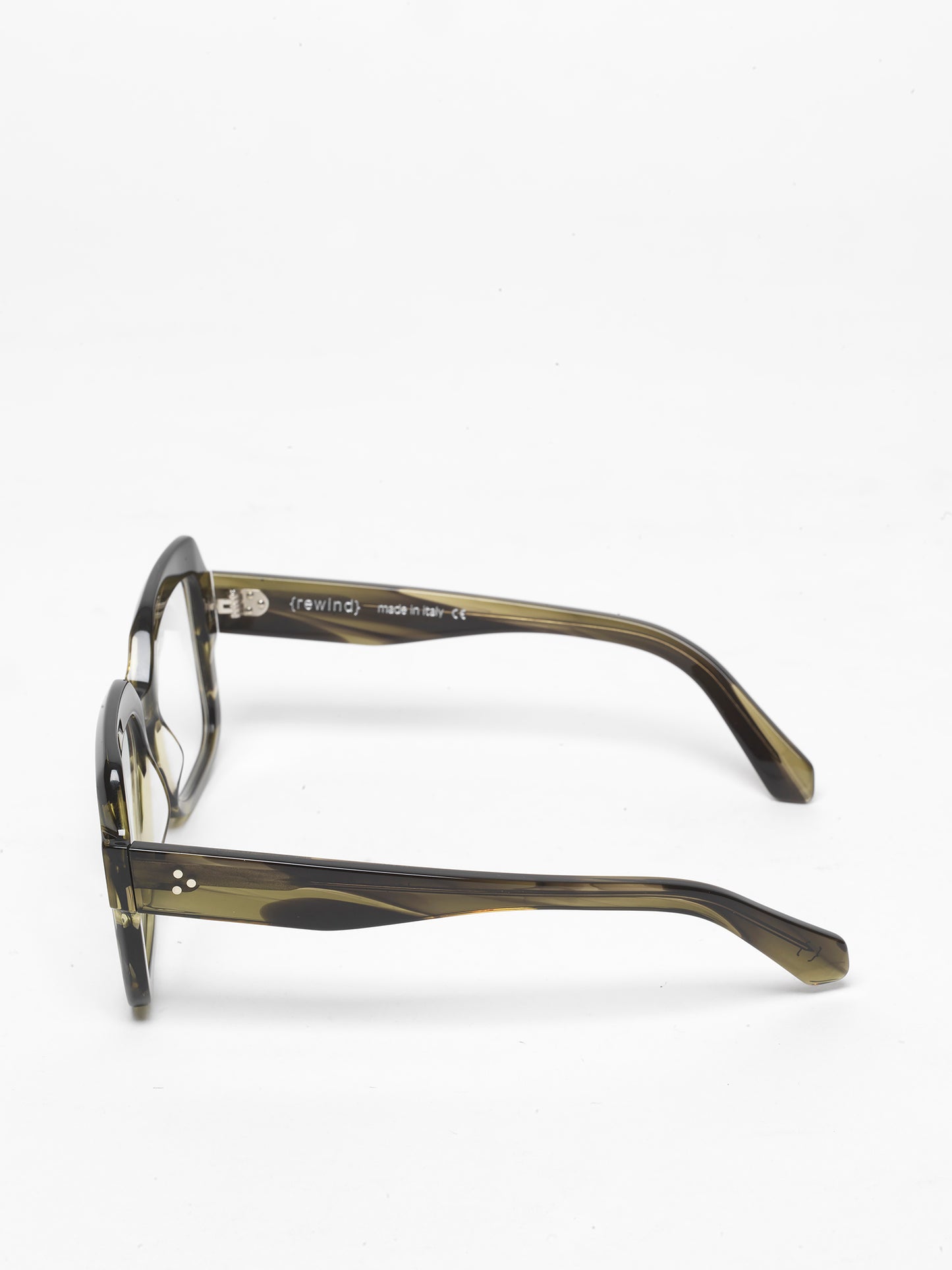 Looper unisex eyeglasses by Rewind Eyewear, green tortoise acetate frame