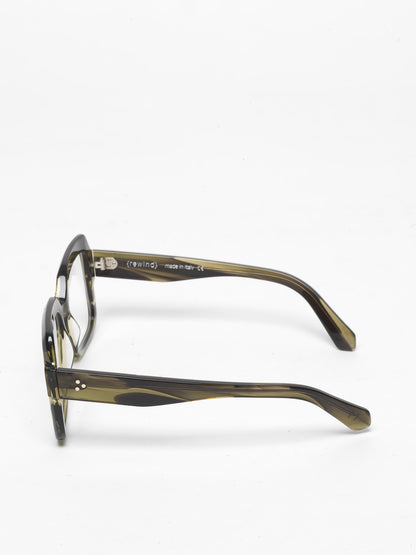 Looper unisex eyeglasses by Rewind Eyewear, green tortoise acetate frame