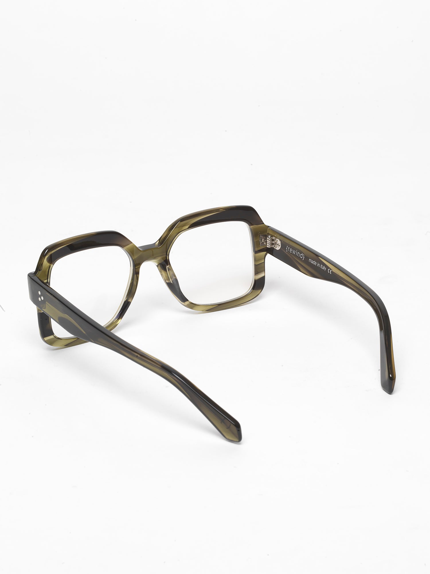 Looper unisex eyeglasses by Rewind Eyewear, green tortoise acetate frame