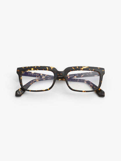 Lost in Space unisex eyeglasses by Rewind Eyewear, dark spotted tortoise acetate frame