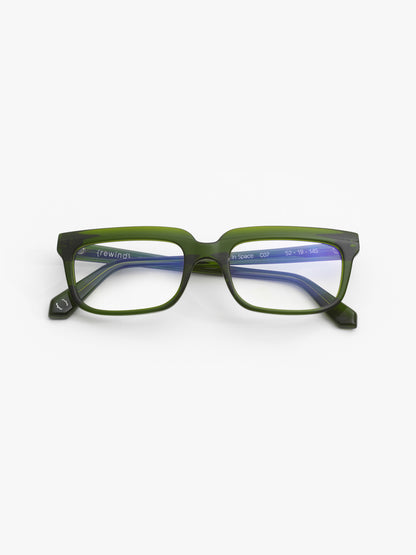 Lost in Space unisex eyeglasses by Rewind Eyewear, green transparent acetate frame