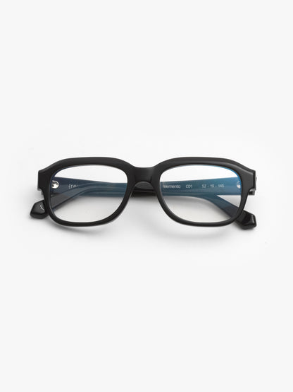 Memento unisex eyeglasses by Rewind Eyewear, black acetate frame