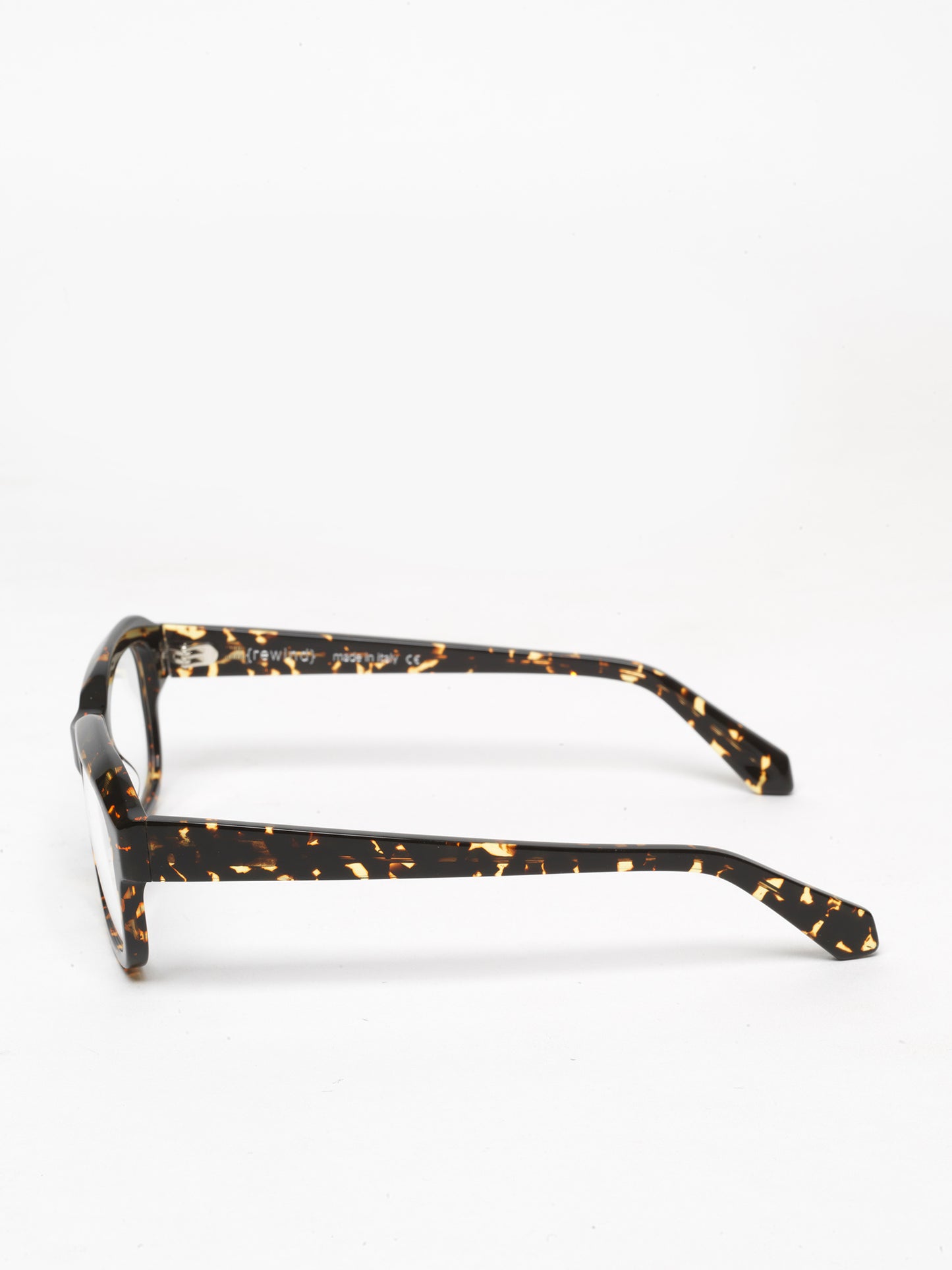 Memento unisex eyeglasses by Rewind Eyewear, dark spotted tortoise acetate frame