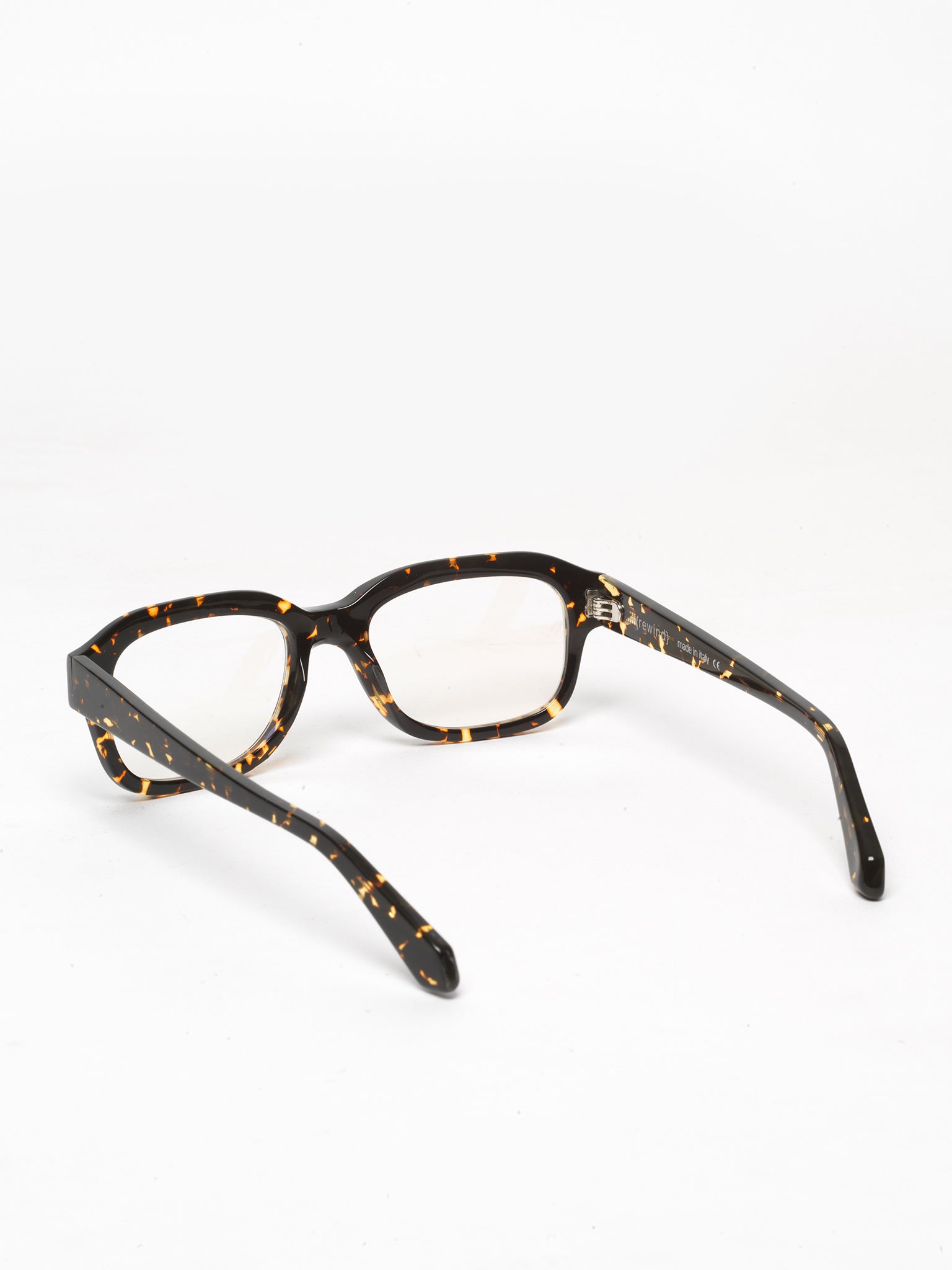 Memento unisex eyeglasses by Rewind Eyewear, dark spotted tortoise acetate frame