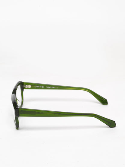 Memento unisex eyeglasses by Rewind Eyewear, green transparent acetate frame