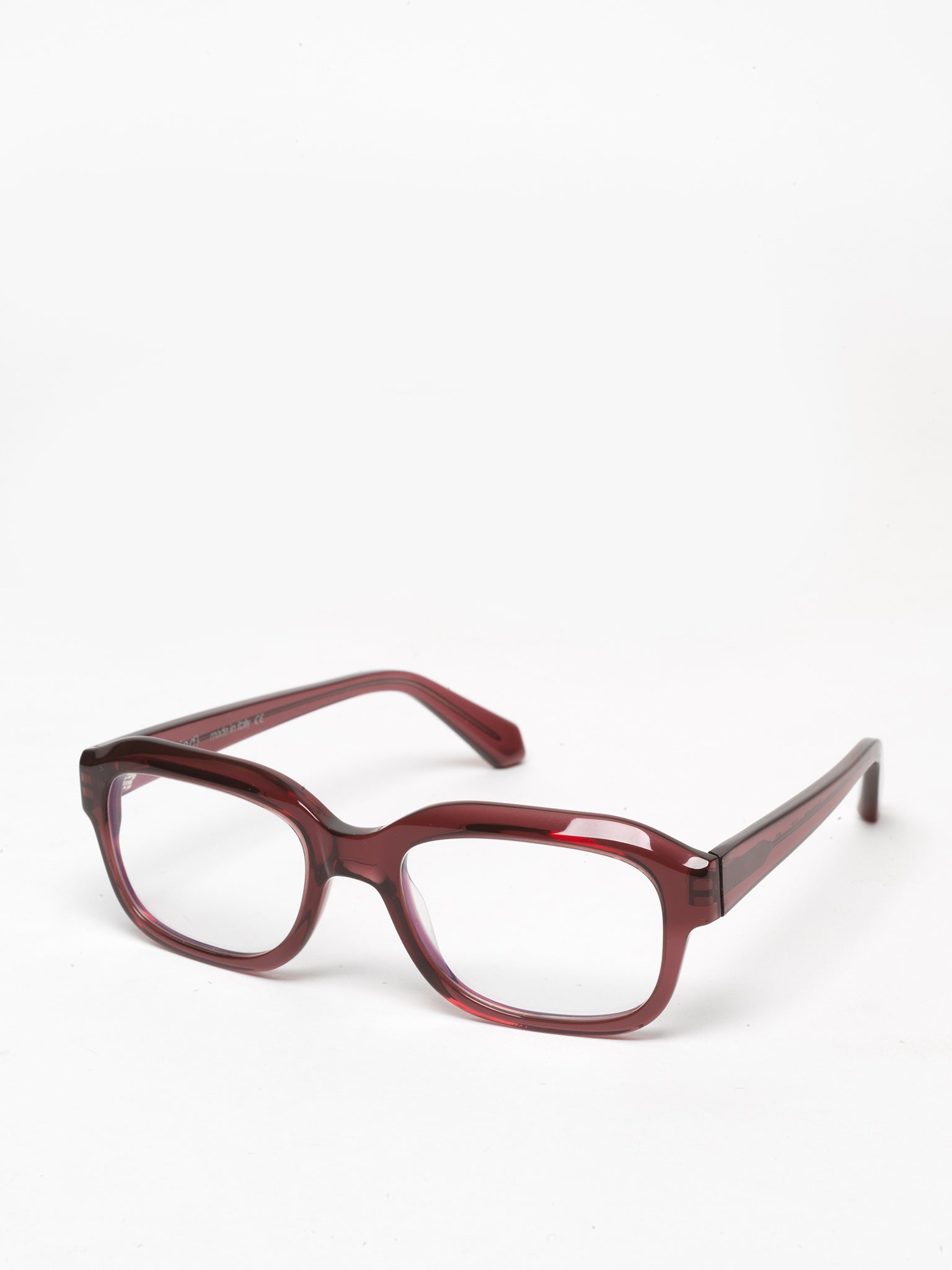 Memento unisex eyeglasses by Rewind Eyewear, marsala red transparent acetate frame