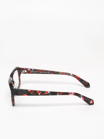 Memento unisex eyeglasses by Rewind Eyewear, black and red tortoise acetate frame