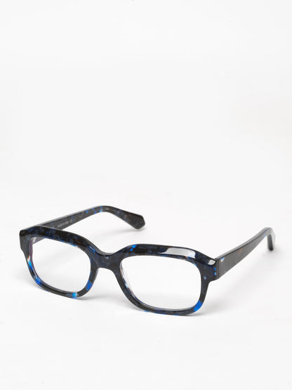 Memento unisex eyeglasses by Rewind Eyewear, black and blue acetate frame