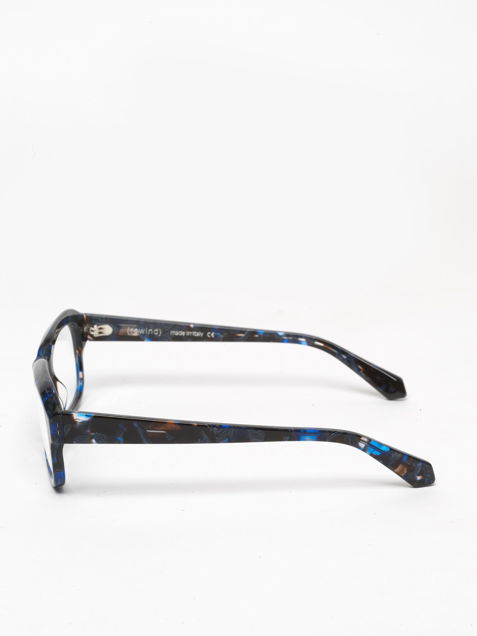 Memento unisex eyeglasses by Rewind Eyewear, black and blue acetate frame