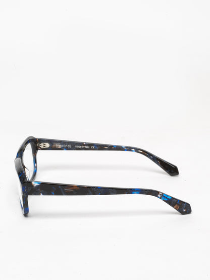 Memento unisex eyeglasses by Rewind Eyewear, black and blue acetate frame