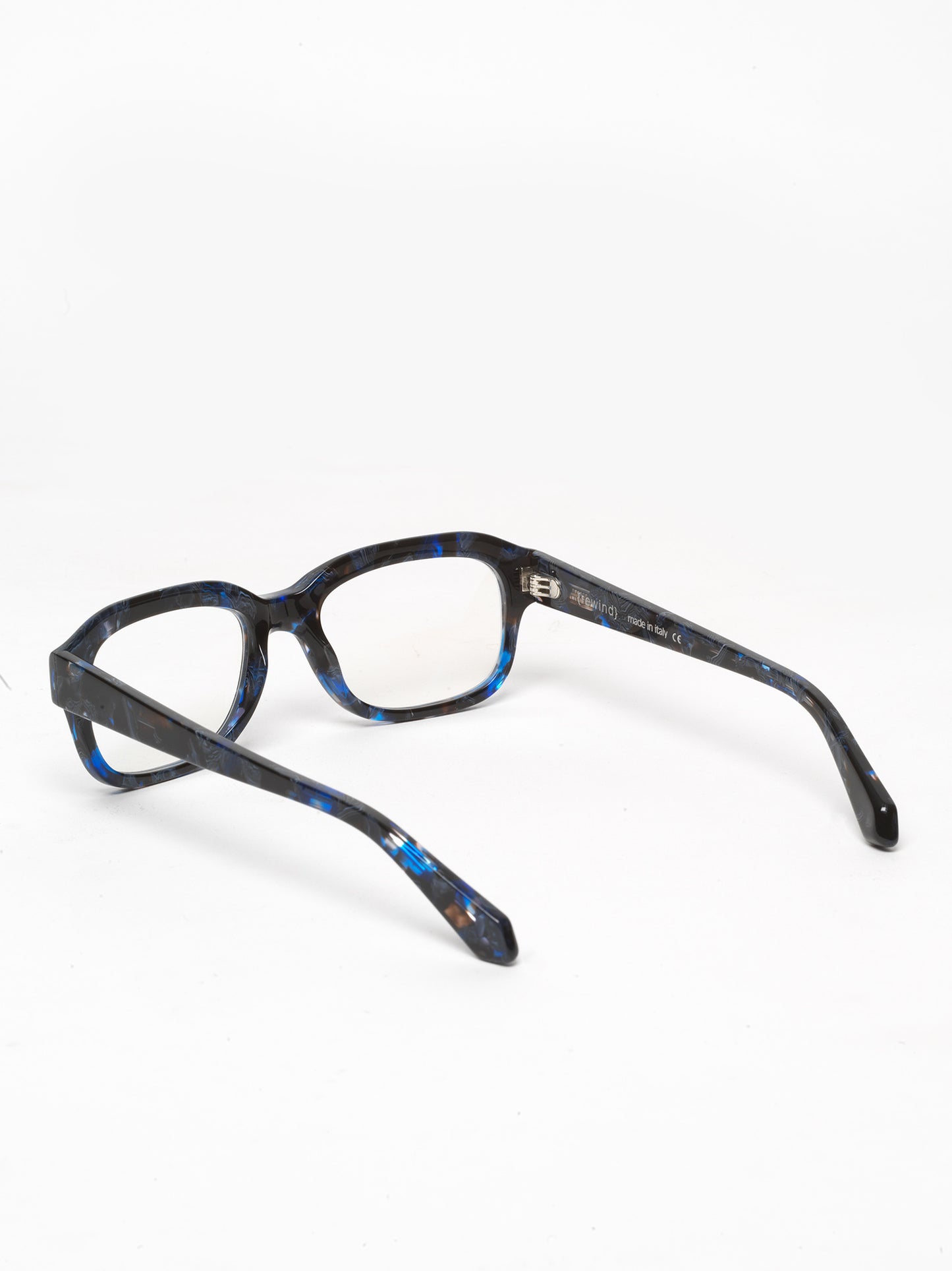 Memento unisex eyeglasses by Rewind Eyewear, black and blue acetate frame