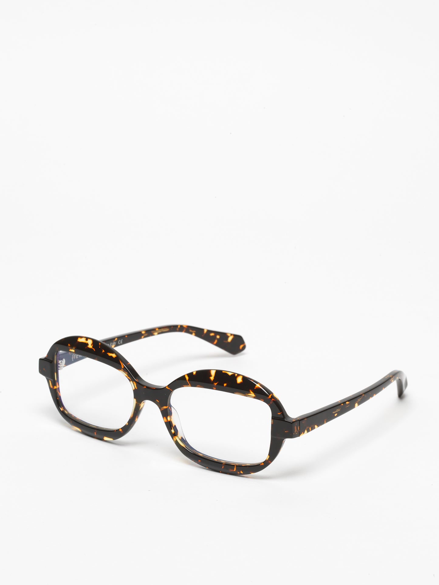 Sensitive unisex eyeglasses by Rewind Eyewear, dark spotted tortoise acetate frame