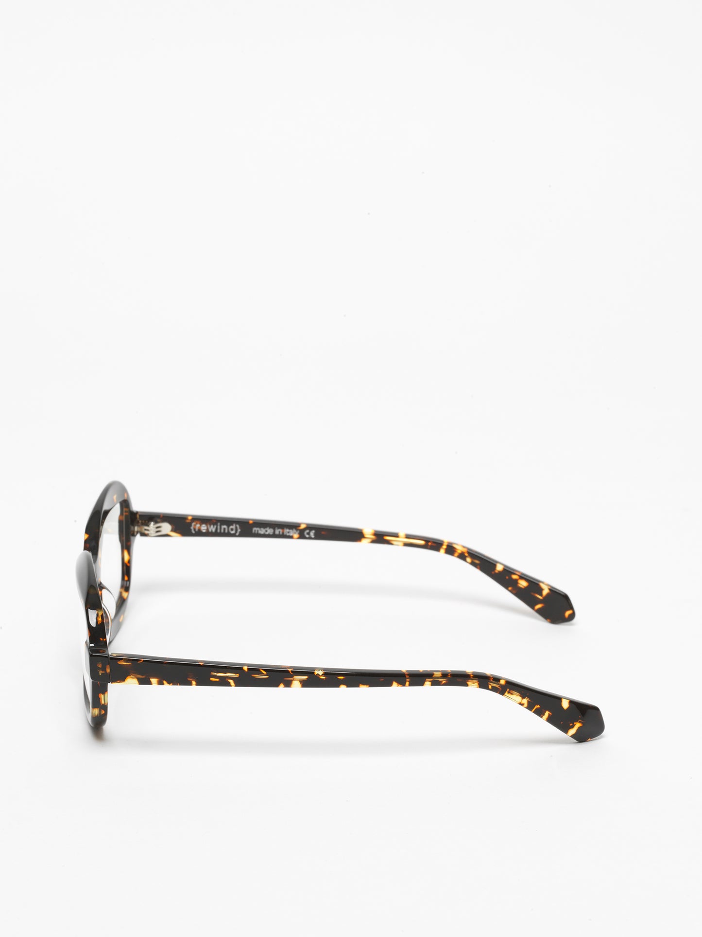 Sensitive unisex eyeglasses by Rewind Eyewear, dark spotted tortoise acetate frame