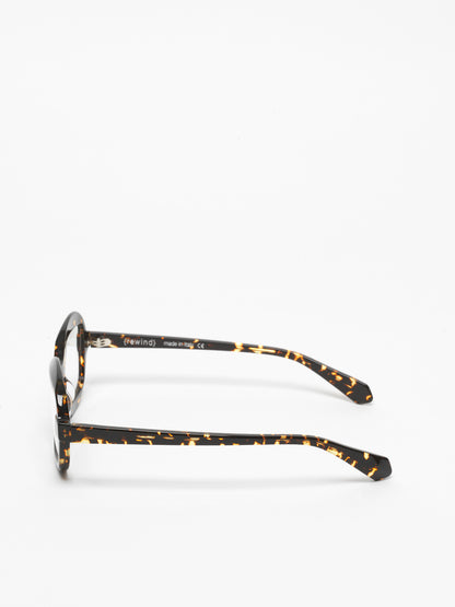 Sensitive unisex eyeglasses by Rewind Eyewear, dark spotted tortoise acetate frame