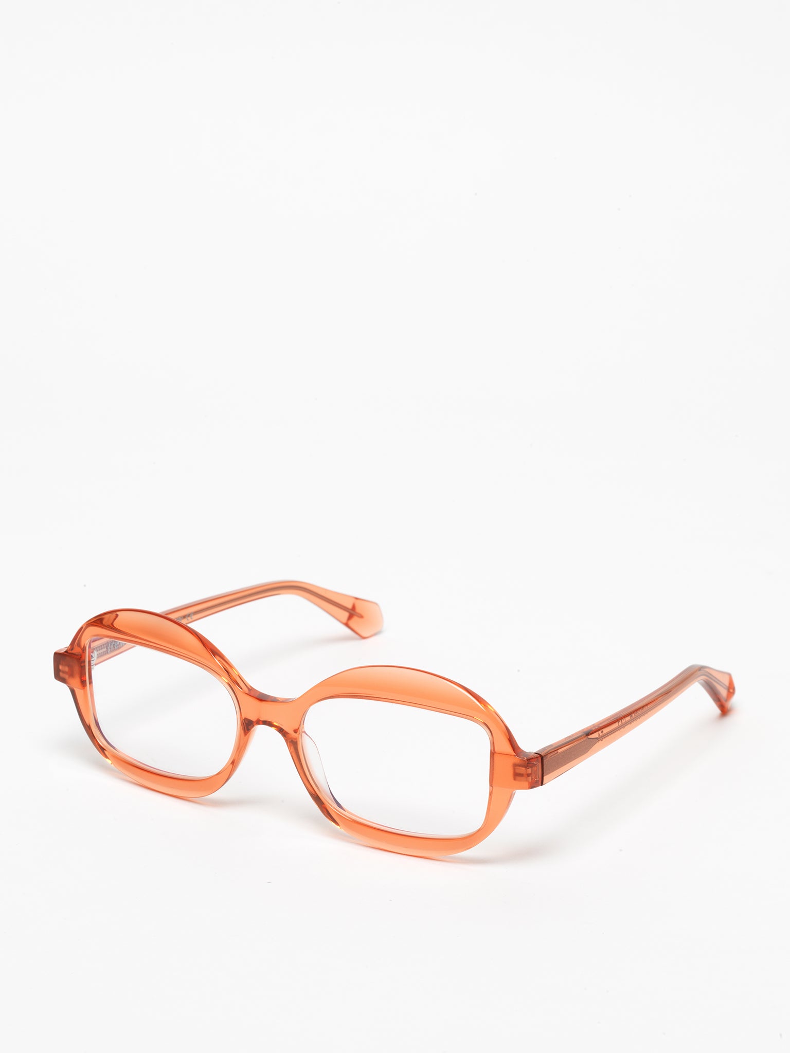 Sensitive unisex eyeglasses by Rewind Eyewear, orange transparent acetate frame
