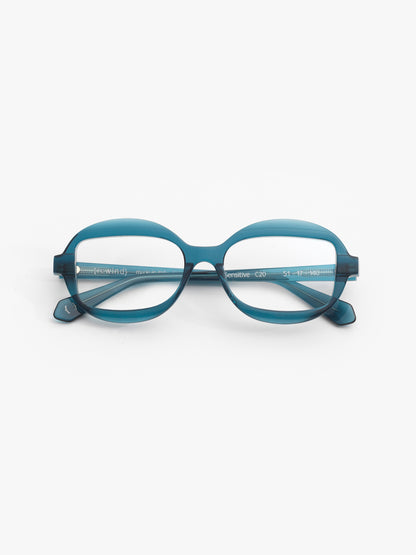 Sensitive unisex eyeglasses by Rewind Eyewear, navy blue acetate frame