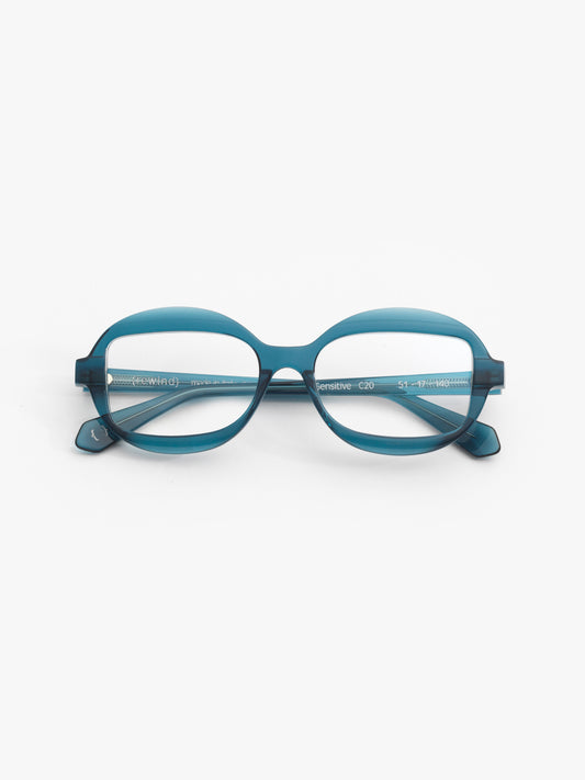 Sensitive unisex eyeglasses by Rewind Eyewear, navy blue acetate frame