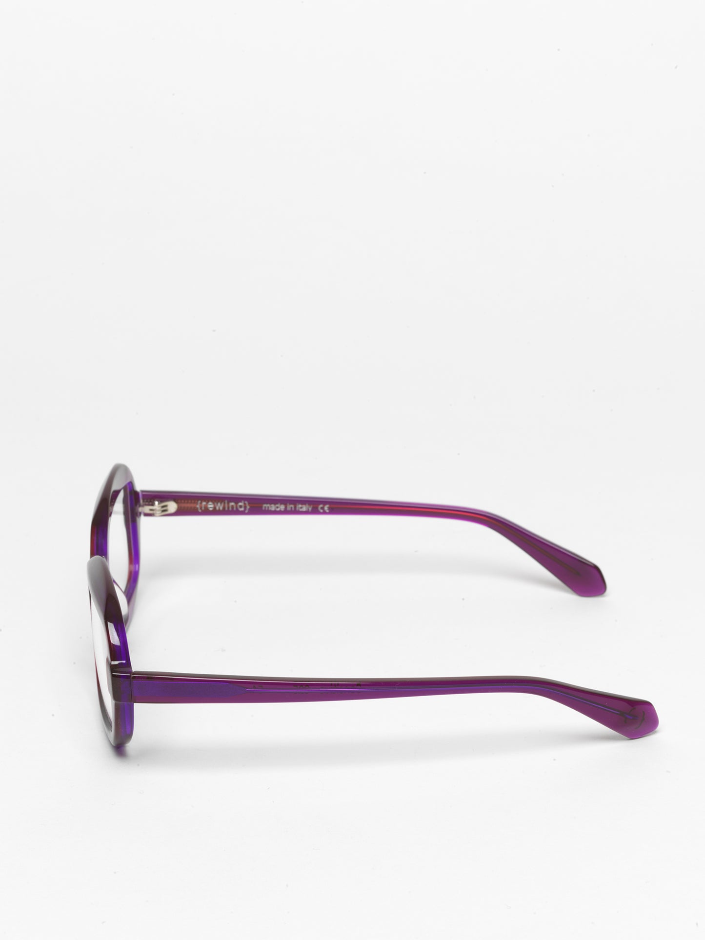 Sensitive unisex eyeglasses by Rewind Eyewear, purple transparent acetate frame