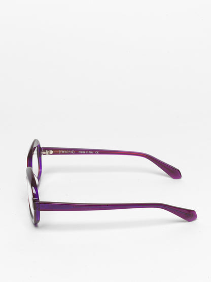 Sensitive unisex eyeglasses by Rewind Eyewear, purple transparent acetate frame