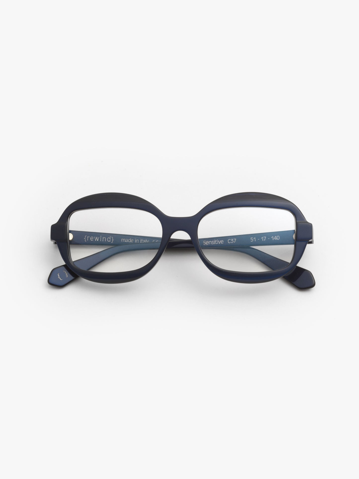Sensitive unisex eyeglasses by Rewind Eyewear, pearl blue acetate frame
