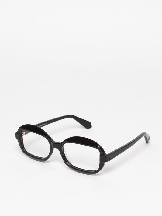 Sensitive unisex eyeglasses by Rewind Eyewear, black acetate frame