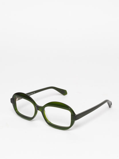Sensitive unisex eyeglasses by Rewind Eyewear, green transparent acetate frame