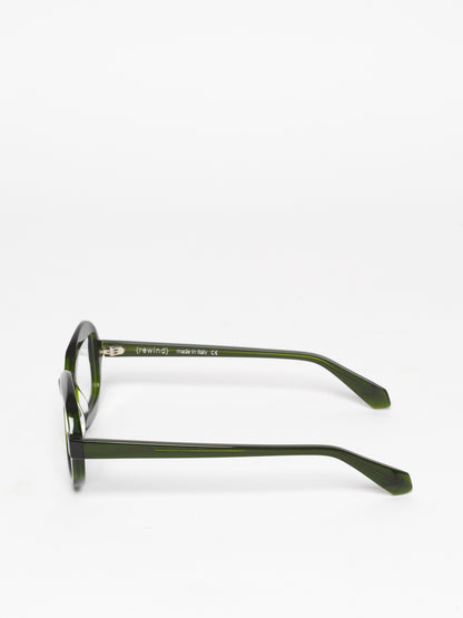 Sensitive unisex eyeglasses by Rewind Eyewear, green transparent acetate frame