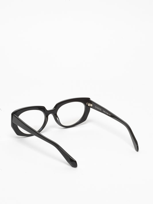 Sliding Doors women's eyeglasses by Rewind Eyewear, black acetate frame