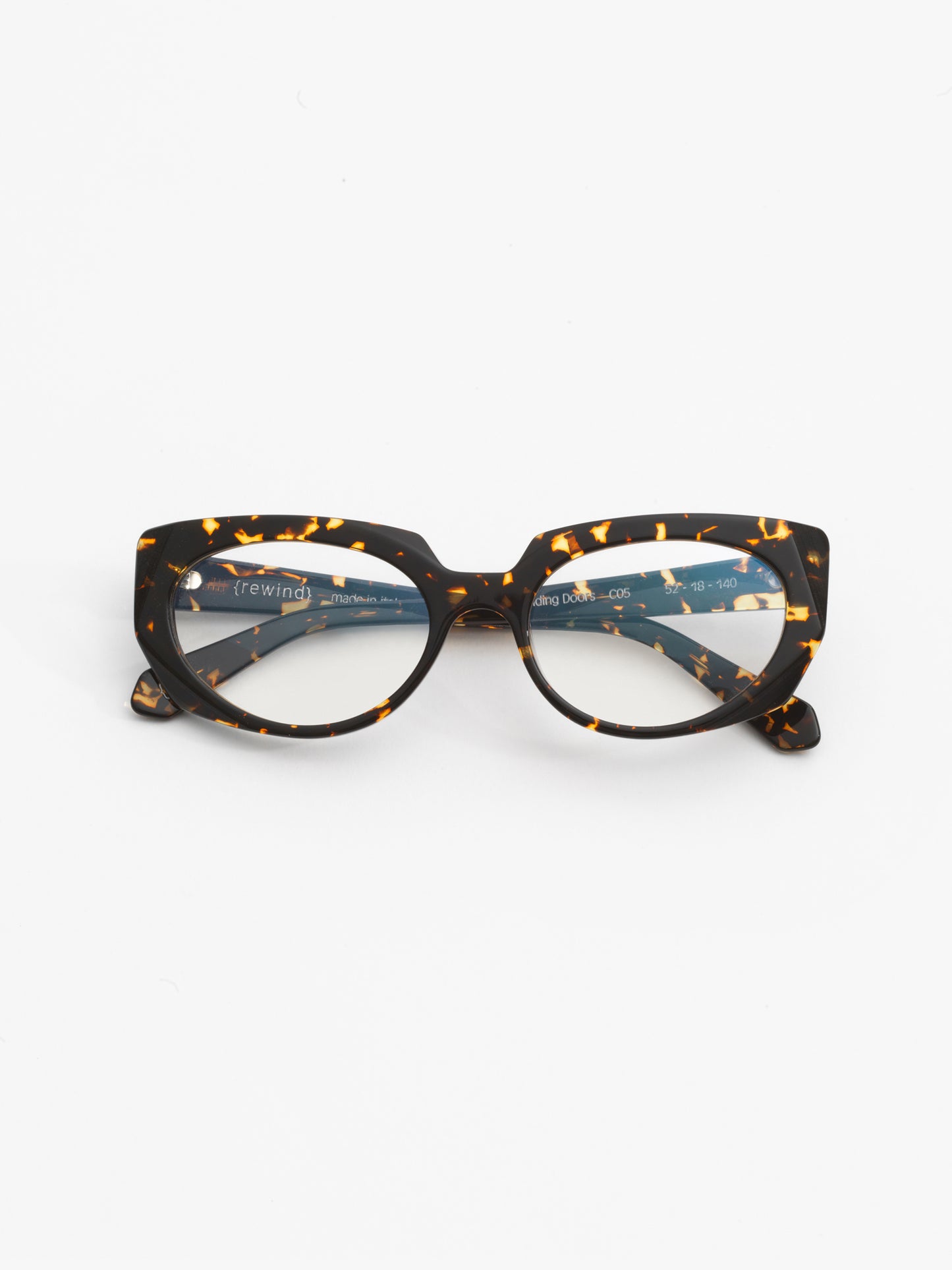 Sliding Doors women's eyeglasses by Rewind Eyewear, dark spotted tortoise acetate frame