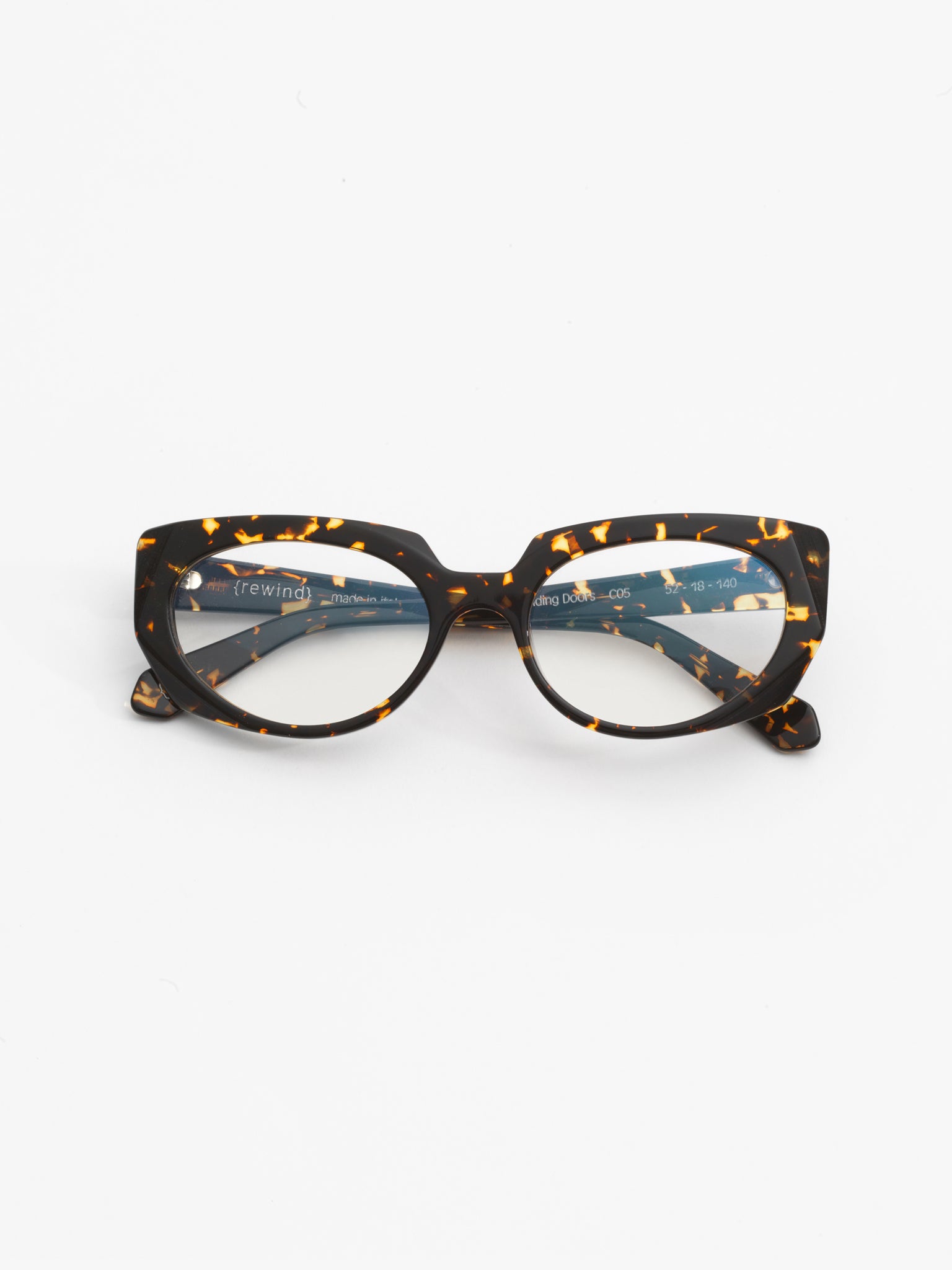 Sliding Doors women's eyeglasses by Rewind Eyewear, dark spotted tortoise acetate frame