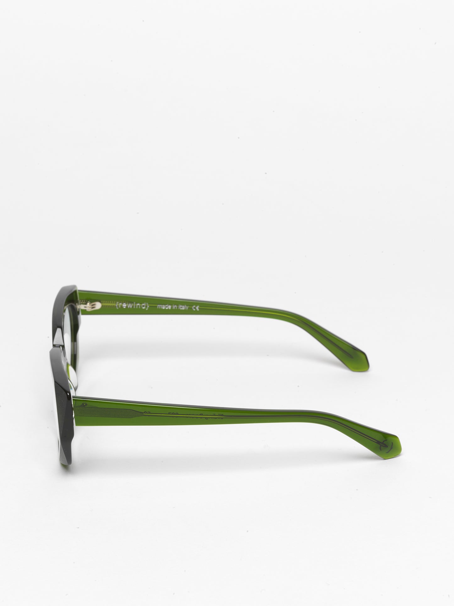 Sliding Doors women's eyeglasses by Rewind Eyewear, green transparent acetate frame