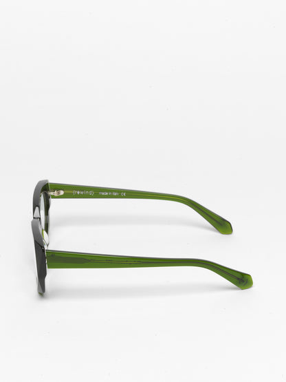 Sliding Doors women's eyeglasses by Rewind Eyewear, green transparent acetate frame
