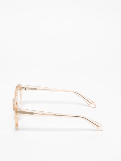 Sliding Doors women's eyeglasses by Rewind Eyewear, light pink transparent acetate frame