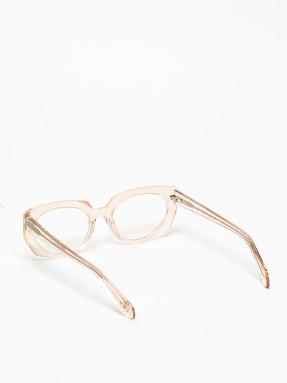 Sliding Doors women's eyeglasses by Rewind Eyewear, light pink transparent acetate frame