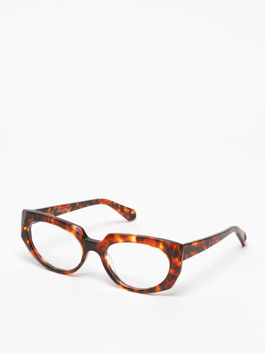 Sliding Doors women's eyeglasses by Rewind Eyewear, orange spotted tortoise acetate frame